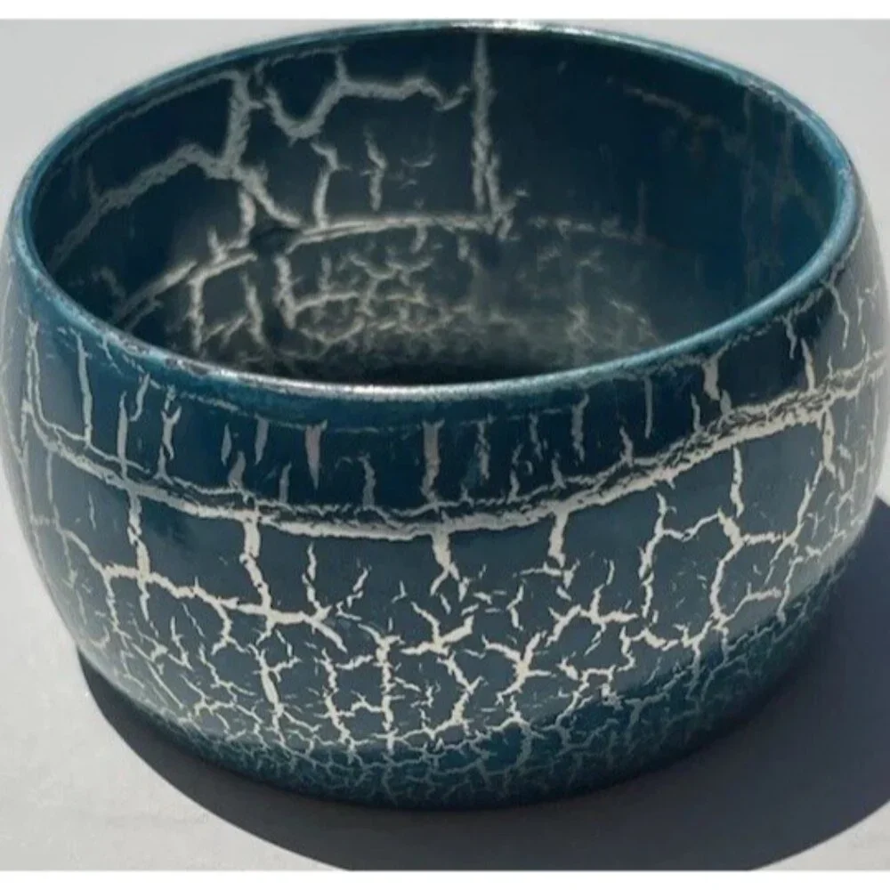Wide Chunky Cracked Effect Quality Bracelet Bangle cuff bracelet Blue Green Sz 8